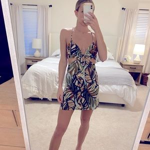 NWT Zara tropical print cutout dress